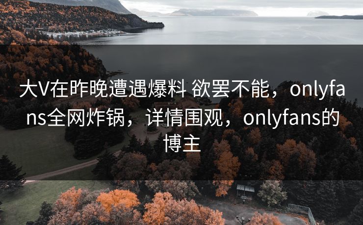 大V在昨晚遭遇爆料 欲罢不能，onlyfans全网炸锅，详情围观，onlyfans的博主