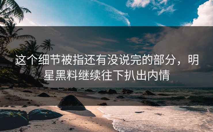 这个细节被指还有没说完的部分，明星黑料继续往下扒出内情